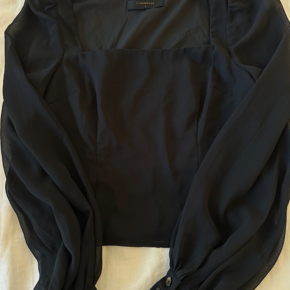COMMENSE Elegant Black Sheer Sleeve Top - Picture 4 of 4